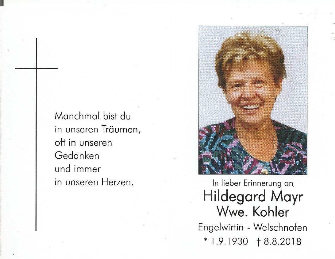 Hildegard Mayr Wwe. Kohler