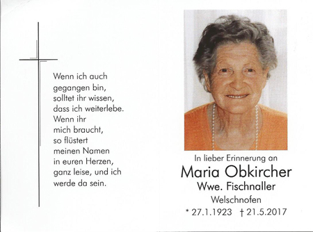 Maria Obkircher Wwe. Fischnaller