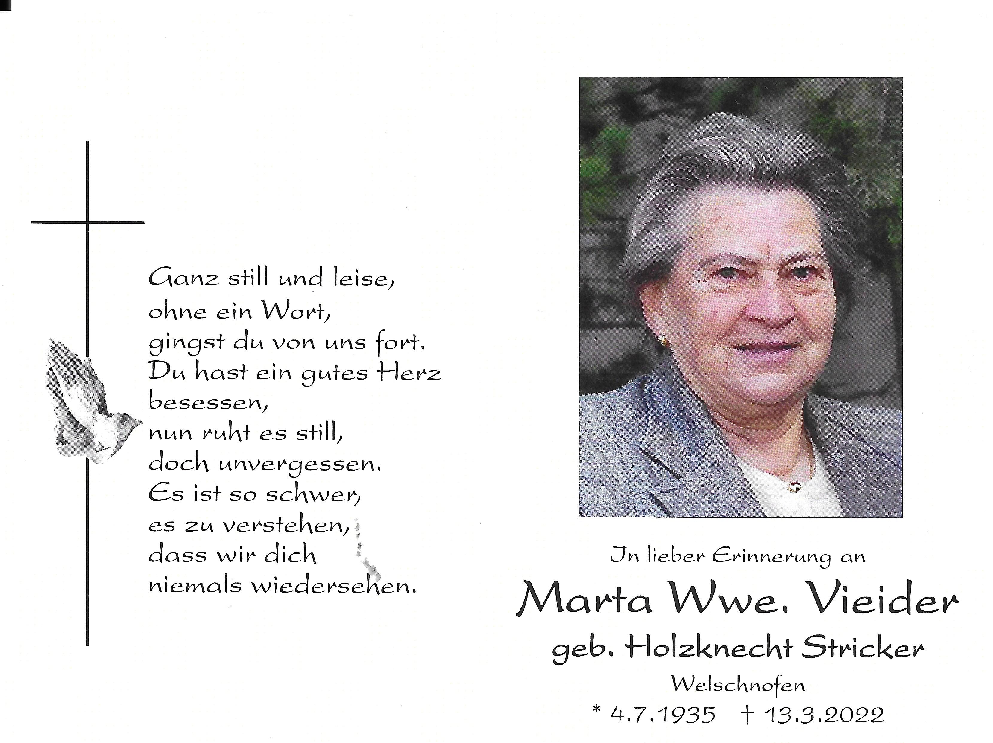 Martha Vieider geb. Stricker Holzknecht