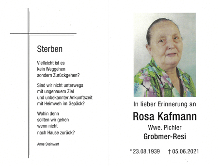 Rosa Kafmann Wwe. Pichler Grabmer Resi