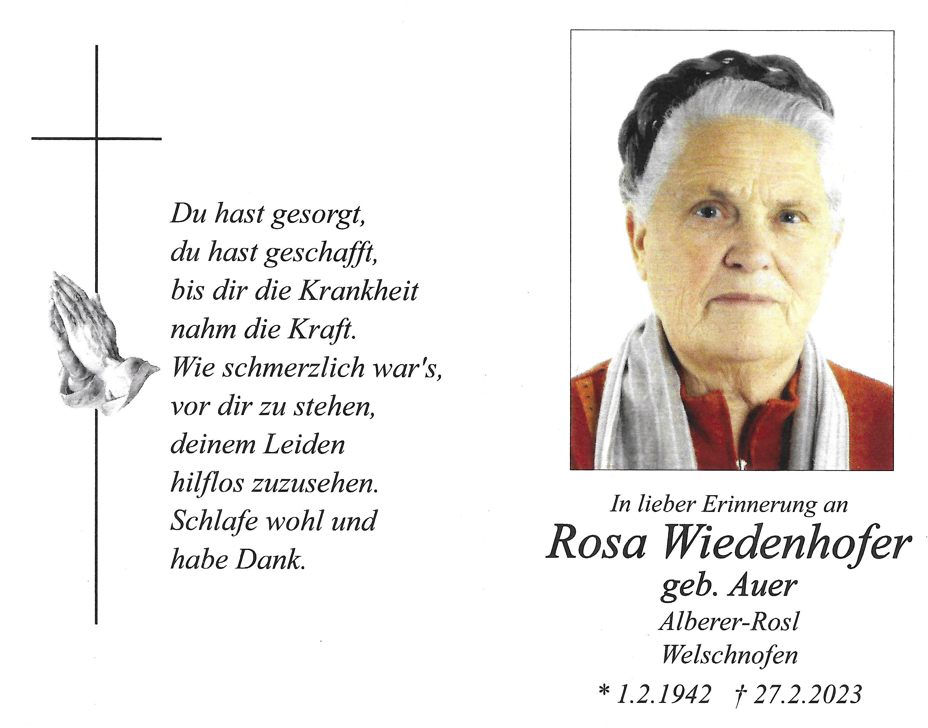 Rosa Wiedenhofer geb. Auer